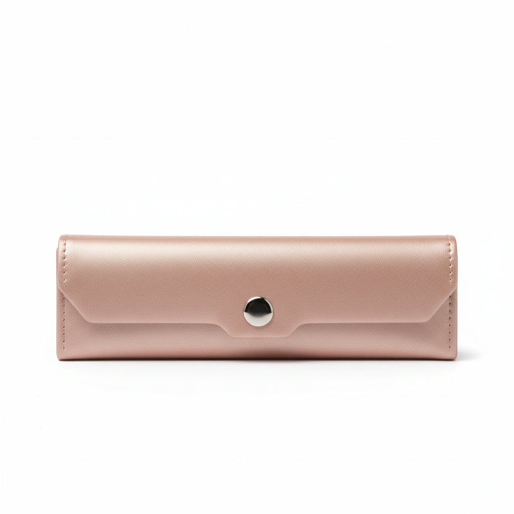 Rose gold magnetic folding eyeglass case - side view
