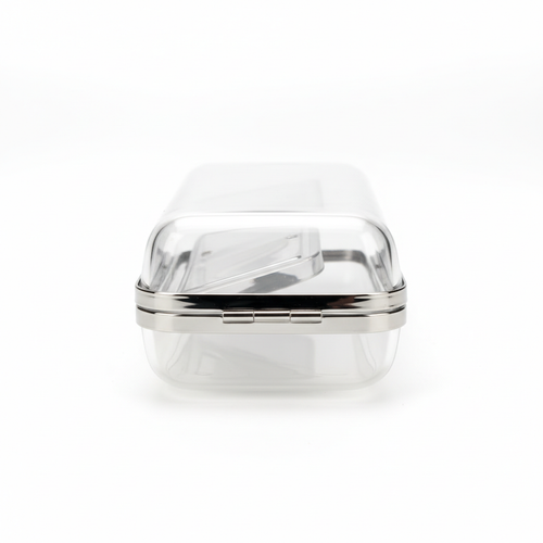 Clear transparent hard shell eyeglass case - side view