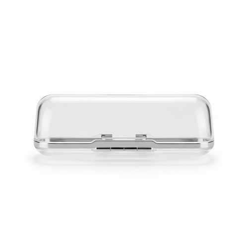 Clear transparent hard shell eyeglass case - front view